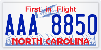 NC license plate AAA8850