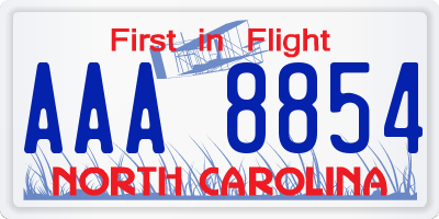 NC license plate AAA8854