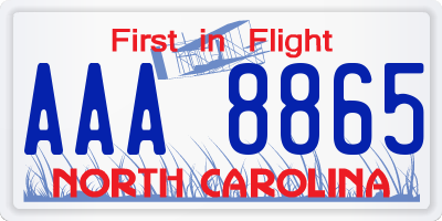 NC license plate AAA8865