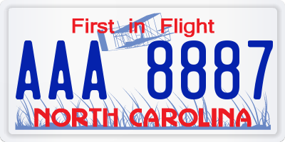 NC license plate AAA8887