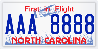 NC license plate AAA8888