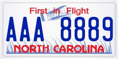 NC license plate AAA8889