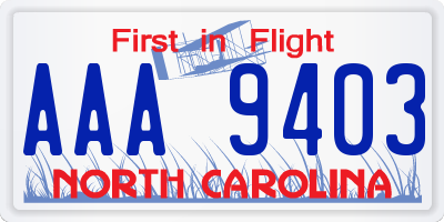 NC license plate AAA9403