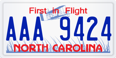 NC license plate AAA9424