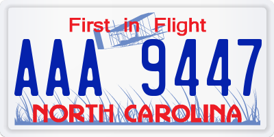 NC license plate AAA9447