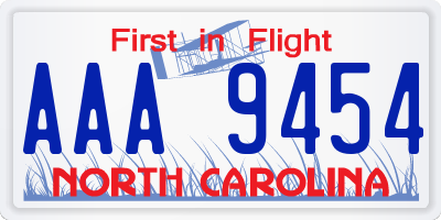 NC license plate AAA9454