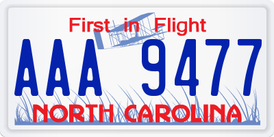NC license plate AAA9477