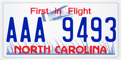 NC license plate AAA9493