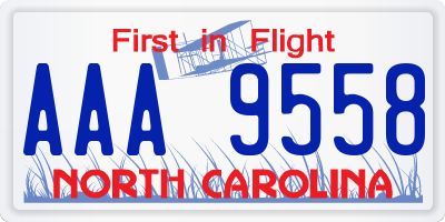 NC license plate AAA9558