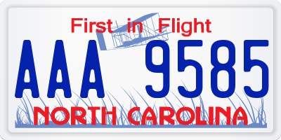 NC license plate AAA9585