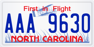 NC license plate AAA9630