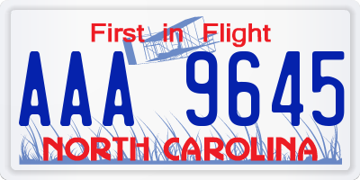 NC license plate AAA9645