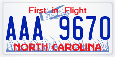 NC license plate AAA9670
