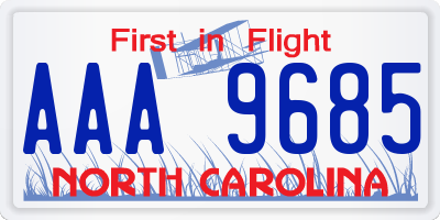 NC license plate AAA9685
