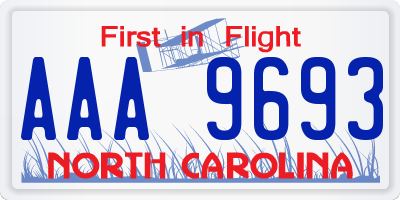 NC license plate AAA9693