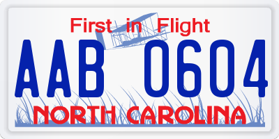 NC license plate AAB0604