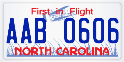 NC license plate AAB0606