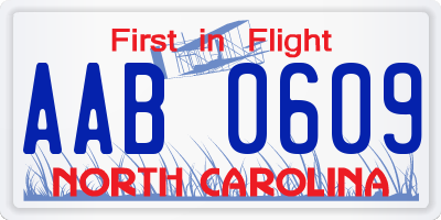 NC license plate AAB0609