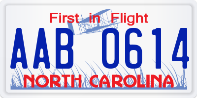 NC license plate AAB0614
