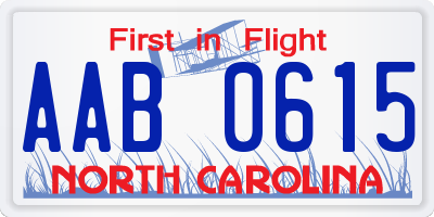 NC license plate AAB0615