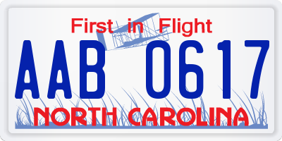NC license plate AAB0617