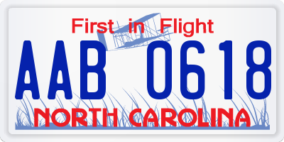 NC license plate AAB0618