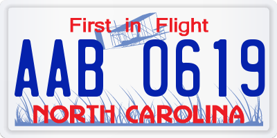 NC license plate AAB0619