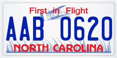 NC license plate AAB0620