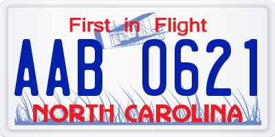 NC license plate AAB0621