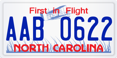 NC license plate AAB0622