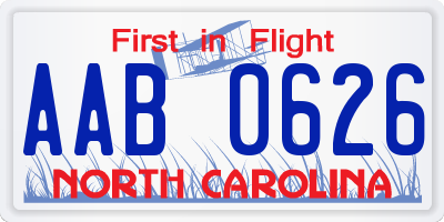 NC license plate AAB0626