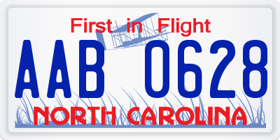 NC license plate AAB0628