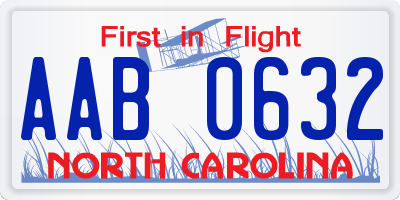 NC license plate AAB0632