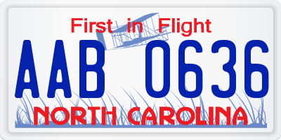 NC license plate AAB0636