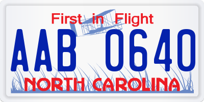 NC license plate AAB0640