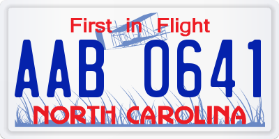 NC license plate AAB0641