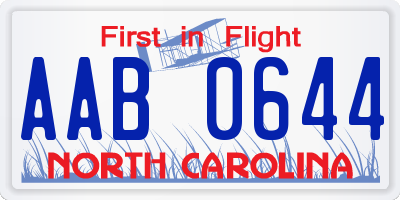 NC license plate AAB0644