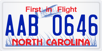 NC license plate AAB0646