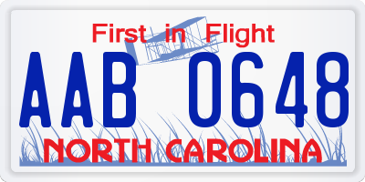 NC license plate AAB0648