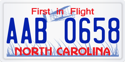NC license plate AAB0658