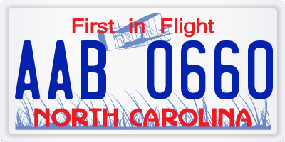 NC license plate AAB0660