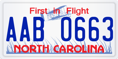 NC license plate AAB0663