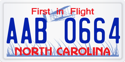 NC license plate AAB0664