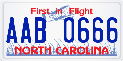 NC license plate AAB0666