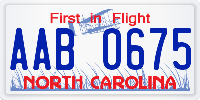 NC license plate AAB0675