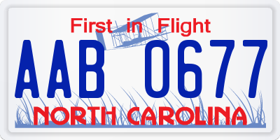 NC license plate AAB0677