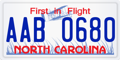 NC license plate AAB0680