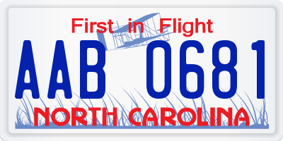 NC license plate AAB0681