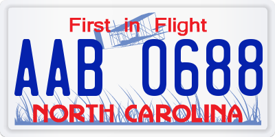 NC license plate AAB0688