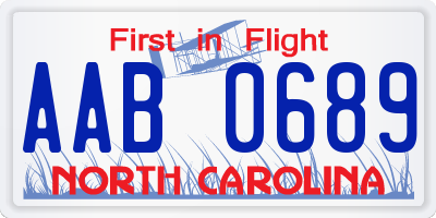 NC license plate AAB0689